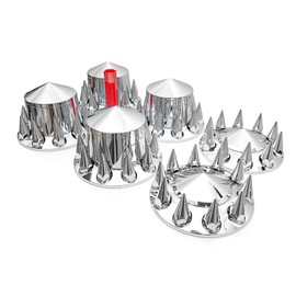 P SEPEY Lug Nut Covers 33 mm Spiked Axle Cover Set Chrome Front and Rear Axle Complete Wheel Cover Set Removable Hub Caps Screw-on for Semi Truck (2 Front + 4 Rear)