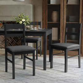 Orweiin Solid Wood Kitchen Chairs, Upholstered Chairs for Dining Room, Kitchen & Dining Room Chairs, Dining Chairs Set of 2, Black