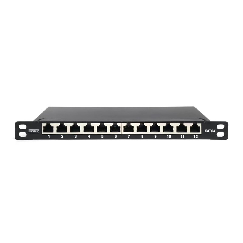 DIGITUS Cat-6A Patch Panel - 12 Ports - RJ45 Sockets