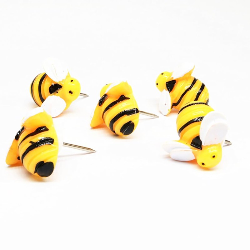 FSSTUD 30 Pcs Bee Shaped Push Pins Decorative Thumb Tacks