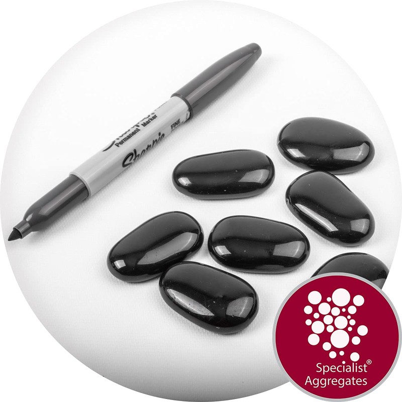 Specialist Aggregates ® - 25 Small Black, Flat Glass Pebbles/Nuggets/Stones.