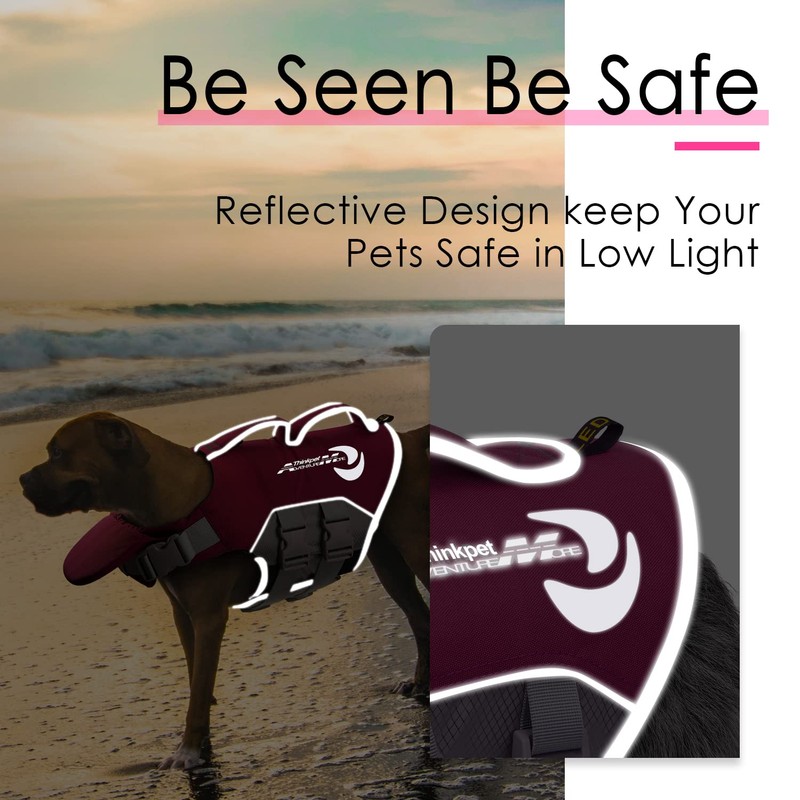 ThinkPet Dog Life Jacket Medium Reflective Lifesaver with Rescue Handle