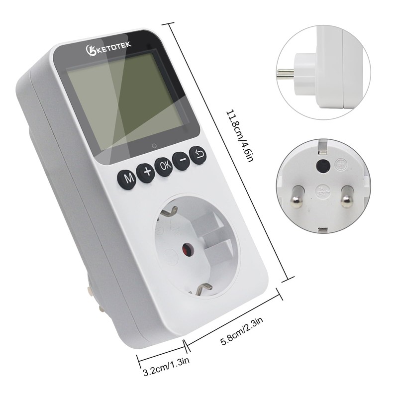 KETOTEK KTTS02 Digital Timer Socket with Backlight, Endless Cycle Switch,