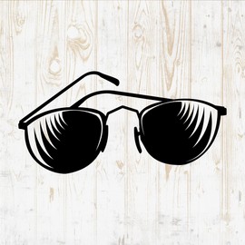 6 in Sunglasses Sticker - Vinyl Decal for Wall Bottle Phone Car Home Bike Laptop Silhouette - Eyeglasses Frame Retro Aviator DWSV4154