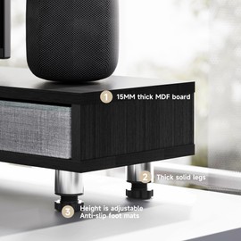 Fenge Monitor Stand, Dual Monitor Stand with 2 Drawers, Monitor Riser for 2 Monitors, Adjustable Height Computer Stand, Office Monitor Stands for Desk, Laptop, PC, TV, Printer