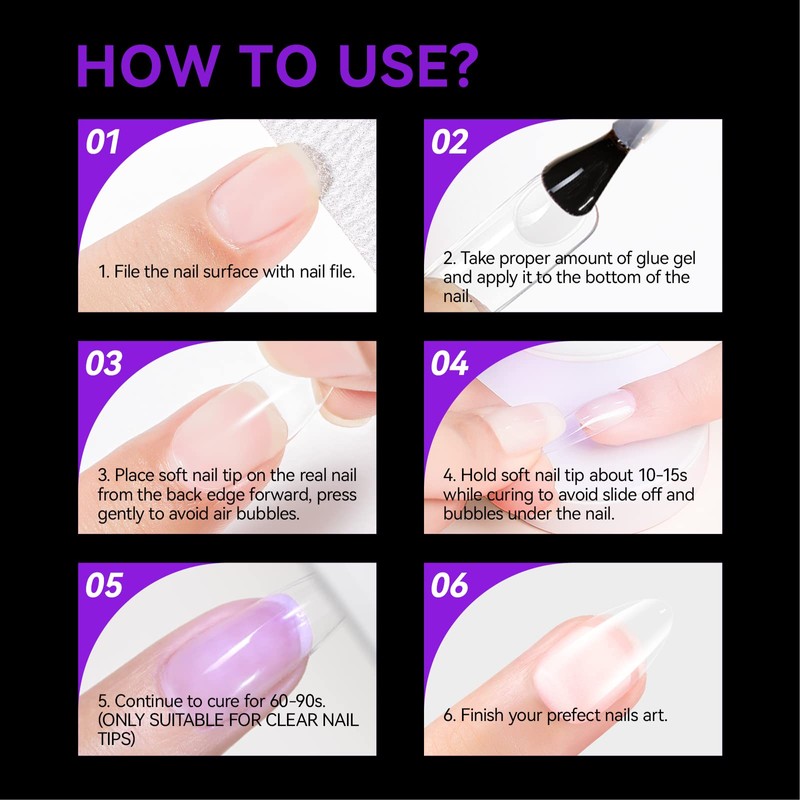 Gelike ec 240pcs Medium Almond Nail Tips: Full Coverage Medium