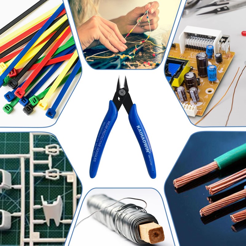 KAIHAOWIN Micro Wire Cutters with Spring, 5 Pack, 5 inch