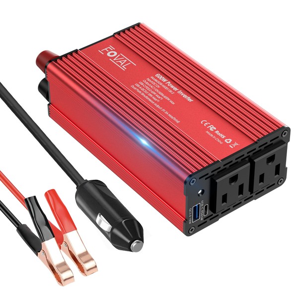 FOVAL 600W Power Inverter 12V DC to 110V AC Car