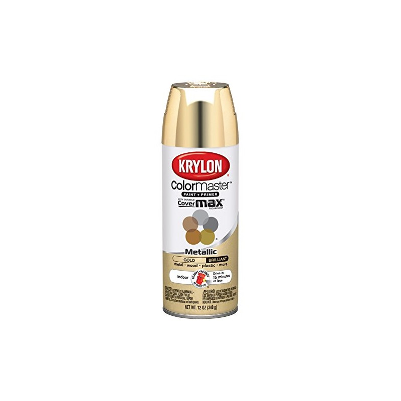 Krylon K15151002 ColorMaster Paint + Primer, Metallic, Gold, 12 oz.