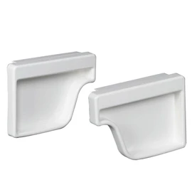 Gutter End Cap, K-Style, Traditional, Vinyl, White, 2-Pc., 5-In.
