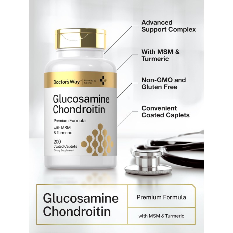 Doctor's Way Glucosamine Chondroitin MSM Turmeric | 200 Caplets |