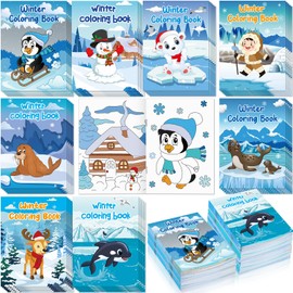 Saypacck 72 Pcs Winter Coloring Books for Kids Bulk Winter Party Favors Winter Animals Coloring Books Including Polar Bears Snowman Arctic Animals Winter Activity Coloring Book for Winter Activities