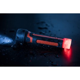 LifeGear Stormproof Signal Light with Rubberized Grip | Red Safety Light | Emergency Whistle