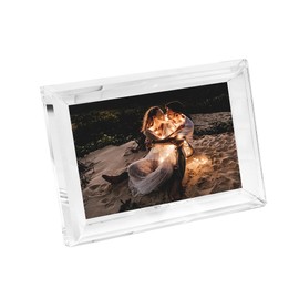 DONOUCLS Crystal Picture Frame 5x7 Inch, Wedding Frame Tabletop Display, Display Pictures 5''x 7'', Comes with Gift Box