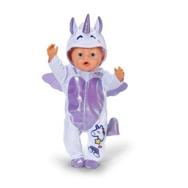 BABY born Unicorn Onesie with Hood, Cosy Outfit for 43cm Dolls, 838266 Zapf Creation