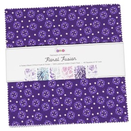 40Pcs 10" x 10" DIY Cotton Fabric, Squares Bundles Patchwork, Pre - Cut Quilt Charm Pack, DIY Sewing Quarters Bundle, Quilting Fabric - Floral Fusion