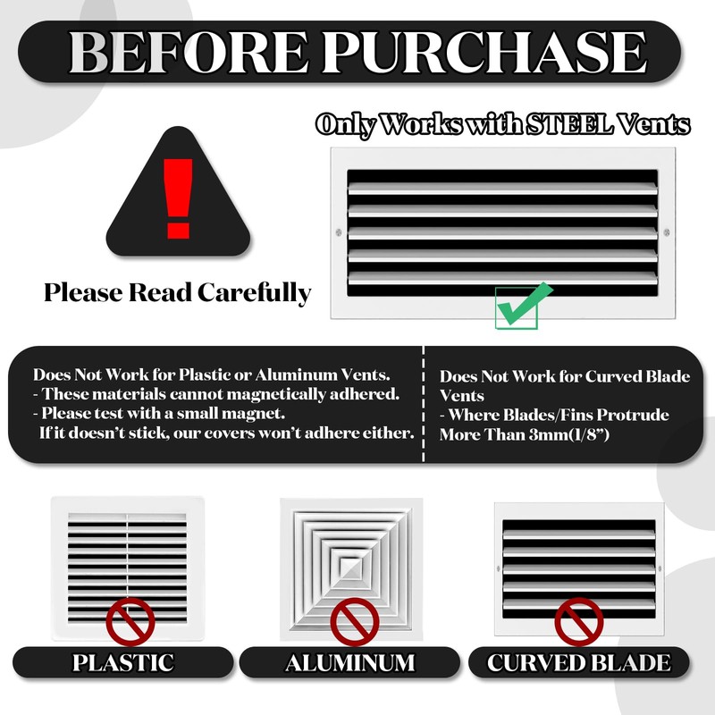 Saysurey 4 Pack 8" x 8" Square Magnetic Vent Covers