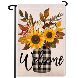 12×18 Inch Sunflower Welcome Garden Flag,30×45CM Sunfloral Garden Decor,Double Side Digital Printed 210D Polyester Decoration For Garden Patio