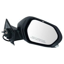 TRQ Right Mirror without Blind Spot Indicator with Textured Cover Passenger Side Compatible with 2016-2022 Toyota Prius 2021-2022 Prius Prime TO1321354