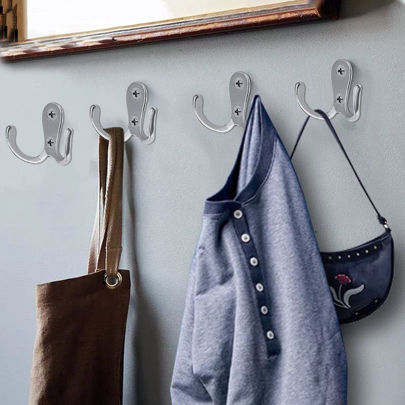 Bolatus Pack of 12 Coat Hooks, Double Wall Hooks, Retro
