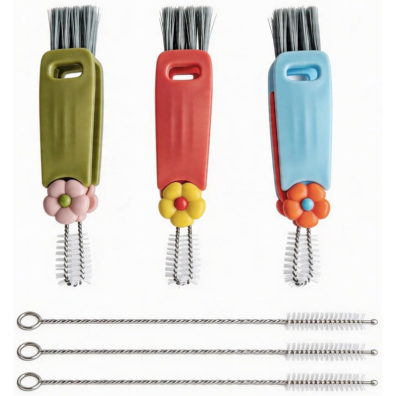 Kit de 6 Cepillo para Botellas,Cepillo de limpieza para vajillas