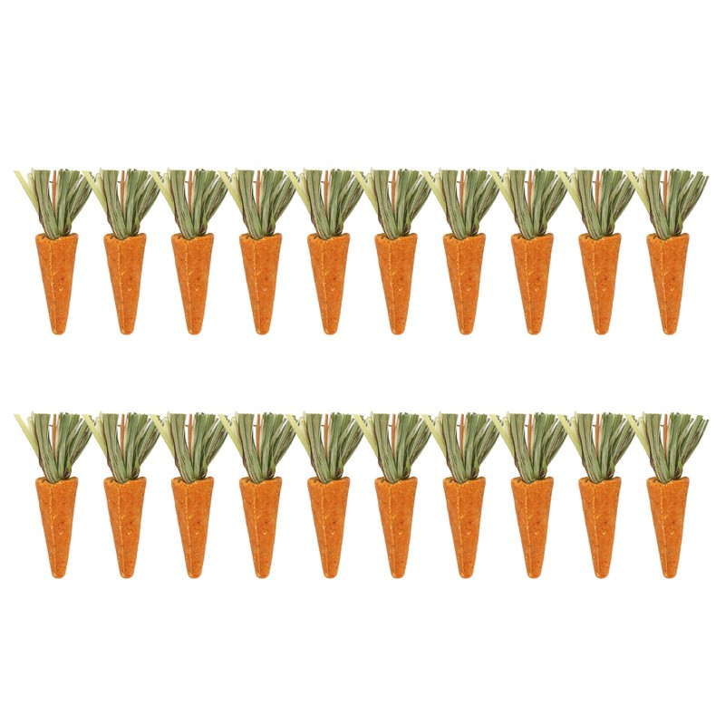 20pcs Carrot Shaped Hamster Toy Teeth Grinding Decorative Crude Fiber
