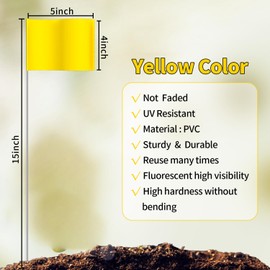 Zozen 50Pack Yellow Marking Flags, Writable | Yard Flags - 15x4x5 Inch, Marker Flags, Lawn Flags Markers, Irrigation Flags, Landscape Flags, Sprinkler Flags, Survey Flags, Marker Flags For Lawn.