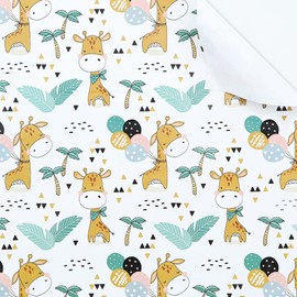 Birthday Wrapping Paper For Kids Girls Boys, Giraffe Design Gift Wrap Paper for Birthday Baby Shower, 6 Sheets Folded Flat 50 x 70 cm per sheet