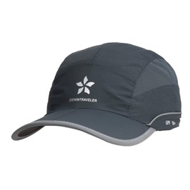 ZZEWINTRAVELER UPF50+ Running Cap Polyester Quick Dry Reflective Sports Hat Adjustable Fit 6-7/8~7-1/2 for Unisex (Dark Grey, Foldable)