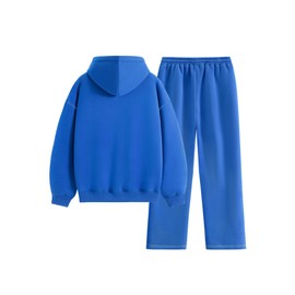 Aelfric Eden Womens Sweatsuits 2 Piece Set Oversized Fleece Hoodie and Sweatpants Track Suits Sweat Matching Lounge Pants Fall Blue Medium