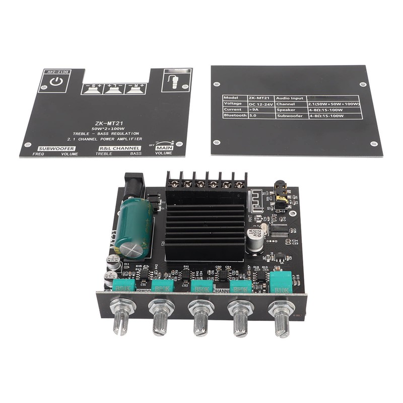 ZK MT21 Bluetooth Power Amplifier Board 2.1 Channel DC 12V‑24V