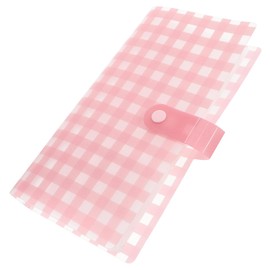 NOLITOY Frosted Portable Photo Card Album Holder Button Lock Compact Organizer for Business Cards Photos Cute Cartoon Grid Design