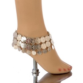 Belly Dance Anklet with Coins, Silver