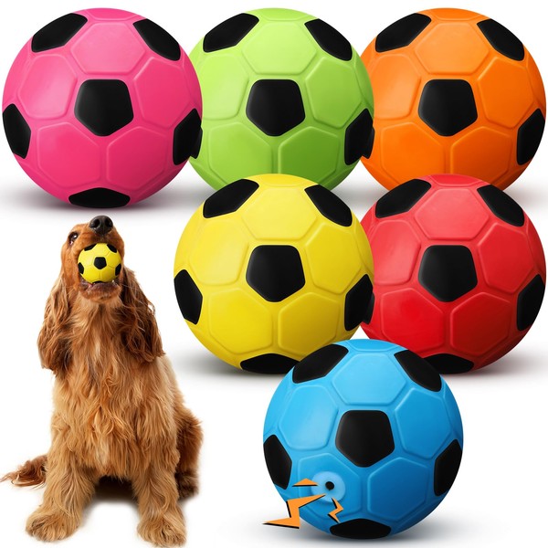 Vinsot 6 Pack 2.6'' Soft Latex Soccer Squeaky Dog Ball