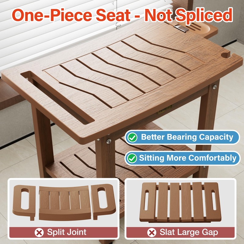 YEFU Shower Chair for Inside Shower: 21" Oversized Non-Slip Waterproof