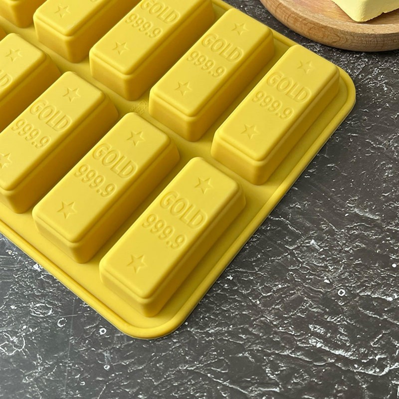 Gold Bar Silicone Mold, 10-Cavity Design, 2-Pack Baking Molds for