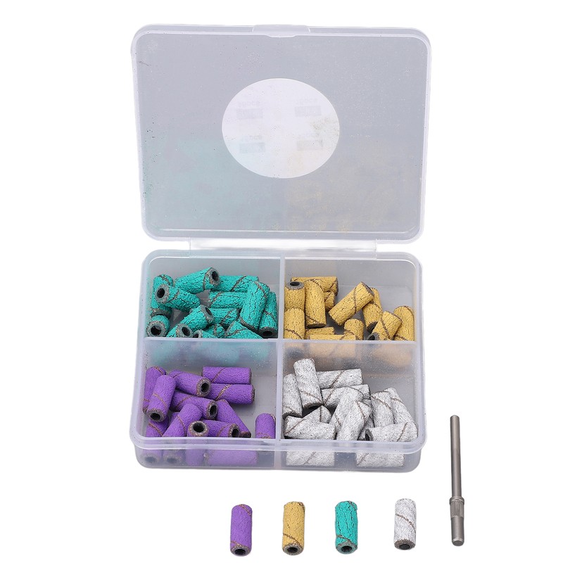 60pcs Nail Sanding Bands with Mandrel Bit Manicures Tool Professional