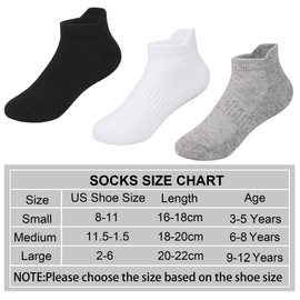 COZYOFFI Boys Girls Ankle Socks: 9 Pairs Cotton Athletic Socks for Kids