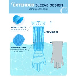 Pecute Pet Grooming Gloves, Heat Resistant Cat Bathing Gloves with High-Density Teeth, Silicone Dog Bathing Gloves with Enhanced Five Finger Design, Bathing and Massaging for Dogs and Cats