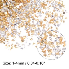 HARFINGTON 56g Crushed Glass Chips 1-4mm Shiny Electroplating Irregular Broken Sprinkles Chunky Glass for Crafts DIY Resin Art Decoration Vase Filler, Gold Silver
