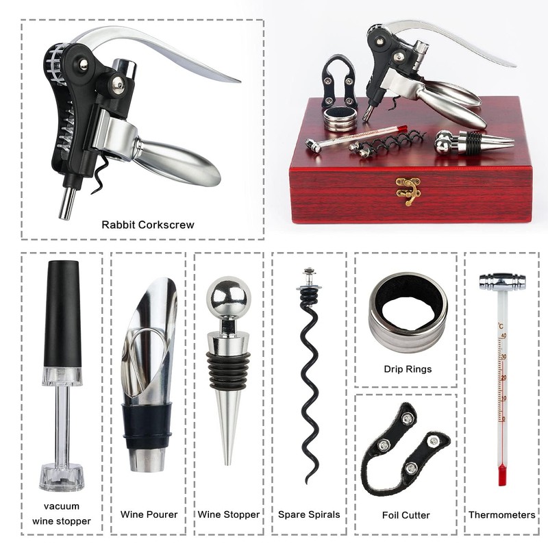 9 PCS Corkscrew Wine Opener Set, Stainless Steel Cork Screw