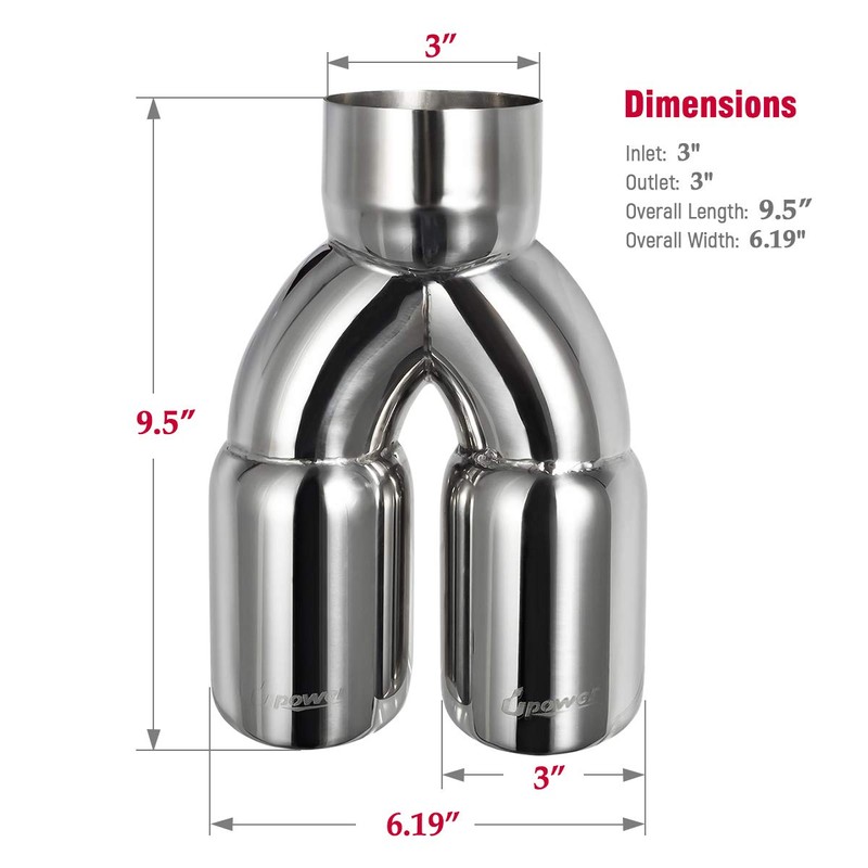 Upower Dual Exhaust Tip 3 Inch Inlet 3" outlet 9.5"
