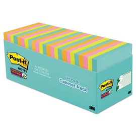 Post it Notes Super Sticky Notes, 3" x 3", Miami, Pack of 24 Pads