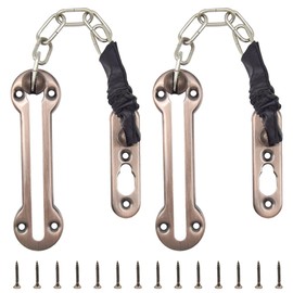 Yosawa 2 Pcs Chain Door Guard ，Door Chain Lock Door Latch ，Child Proof Apartment Front Chain Door Guard with Screws，Steel Chain with Leather Cover（Red Bronze/SL）