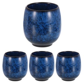 QUARKZMAN 4 Stück chinesische Keramik-Teetassen 5,75 Unzen Traditionelles Gong Fu Tee-Set Keramik Mate Teetasse Japanische Griffelose kleine Kaffeetasse für Mate-Tee Kaffee, Dunkelblau
