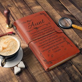 PRSTENLY Gifts for Aunt Leather Journal, Aunt Mothers Day Gifts To My Aunt Gifts from Niece 140 Page Refillable Journal Notebooks, Mothers Day Christmas Birthday Gifts for Aunt from Niece Nephew