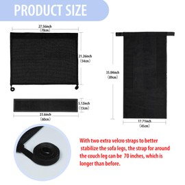 OROONOKO 1 Pack Reversible Cat Scratch Sofa Protector Natural Sissal for Furniture Protection, Universal Fit Both Sides, Protects Couches from Cat Claws & Scratching Uni-Handed (Black)