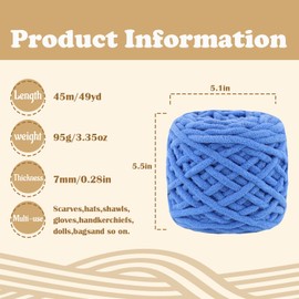 MESTOON 1/4/9 Pack Chunky Chenille Yarn 100g/3.05oz Thick Soft Velvet Baby Yarn for Crocheting Hand Knitting Sweater Scarf Blankets DIY Craft (Sky Blue, 1 Pack)