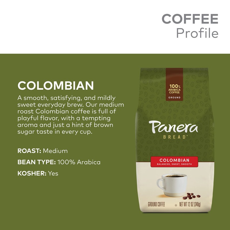 Panera Colombian, Ground Coffee, Medium Roast, Bagged 12oz.