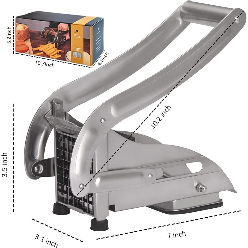 French Fry Cutter, Stainless Steel Potato Cutter, Potato Slicer, Includes